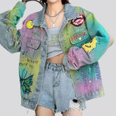 Chaqueta vaquera pintada con manchas de neón